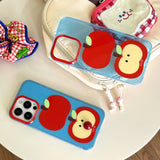 Korea Lovely Apple Funny DIY Red Nose Transparent Blue Soft Mobile Phone Protective Cover Case for iPhone 16 15 14 13 12 Pro Max