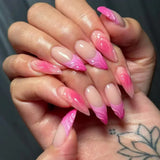 24pcs Summer Goldfish Fake Nails 3D Bubble Press on Nails Multicolored Starfish Almond False Nails Detachable Finished Nail Tips