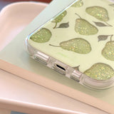 Fashion Pear Strawberry Apple Glitter Phones Case for IPhone 13 14 15 16 Pro Max 14pro 15pro 13pro Shockproof Cute Bling Cover