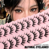 5/10 Pairs Natural False Eyelashes Manga Lashes 3d Faux Mink Lashes Soft Winged Natural Realistic Eyelash Extension