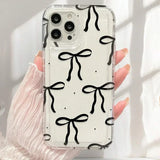 Cute Pink Heart Bow Case for IPhone 16 15 14 13 12 11 Pro Max 13 12Mini XS XR 7 8Plus SE Shockproof Soft Clear Cases Coque