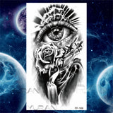 Large Lion Temporary Tattoos For Women Men Tiger Wolf Vampire Forest Flower Crown Compass Fake Tattoo Sticker Arm Body Tatoos