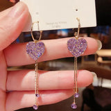 New Trend Simulation Pearl Long Earrings Women's Flower Rhinestone Wedding Pendant Earrings Fashion Korean Jewelry Earrings