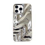 Fashion Silver 3D Unique Water Wave Texture Phone Back Cover For iPhone 16 15 13 12 11 Pro Max 14 Plus Case