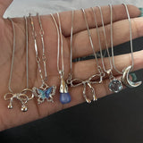Bowknot Star Moon Pendant Necklaces for Women Simple Clavicle Chain Fashion Jewelry Accessories