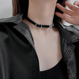 Chocker Gothic Punk Style Black Fake Leather Choker Necklaces Women Crew Neck Necklace Female Party Jewelry Party Gifts Trinkets