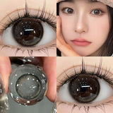 2Pcs Yearly  Color Colored Contact Soft Circular Lenses Beauty Pupil Gray Brown Eyes Black Makeup Blue Lens