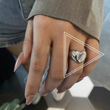 Gold Color Simple Smooth Metal Heart Ring Women Men Y2K Trendy Open Ring Punk Hip-Pop Ring for Teens Party Jewelry Couple Gifts