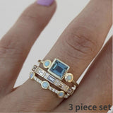 4 pcs/set Geometric Gold Color Combination Round Zircon Crystal Rings Set  for Women Engagement Party Wedding Rings Hand Jewelry