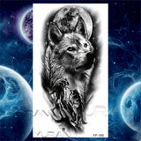 Large Lion Temporary Tattoos For Women Men Tiger Wolf Vampire Forest Flower Crown Compass Fake Tattoo Sticker Arm Body Tatoos