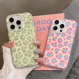 Cute Pink Leopard Print Phone Case for IPhone 16 15 14 Pro Max 13 16Pro 15Pro 14Pro Green Leopard Stylish Lovely Soft Cover Case
