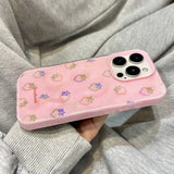 Cute Strawberry Pattern Glossy Wave Texture Phone Case for iPhone 17 Air 16 15 14 Plus 13 12 11 Pro Max Shockproof Soft Cover