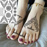 Women Girl Big Arm Owl Fake Tattoo Temporary Henna India Tatoo Stickers Custom Mandala Flower Black Turtle Tattoos Lace