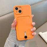 Liquid Silicone Slide Wallet Card Holder Slot Case For iPhone 13 11 12 14 15 16 Pro Max XS XR 14 Plus Lens Protector Cover Coque