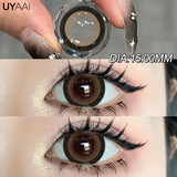 UYAAI 15MM Enlarge Pupils Colored Black Lenses for Eyes Brown Contact Lens Colorcon High Quality Lense 14.5mm/14.2mm Natural Len