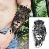 God Cross Lion Temporary Tattoos For Men Women Realistic Compass Lion Fake Tatoos Forearm Jesus Christ Thigh Tattoo Sticker