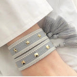 Hand Woven Bracelets Adjustable Studded Stars Bracelet Fashion Jewelry Gifts