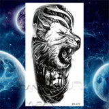 Large Lion Temporary Tattoos For Women Men Tiger Wolf Vampire Forest Flower Crown Compass Fake Tattoo Sticker Arm Body Tatoos
