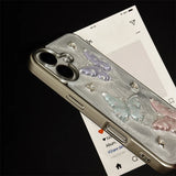 Luxury Shine Colorful Butterfly Glitter Case For iPhone 16 Pro Max 15 Plus 14 13 12 11 Soft TPU Phone Back Cover