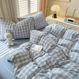 New Lattice Duvet Cover Set with Sheet Pillowcases No Filling Warm Bed Linen Twin Full Queen Size Grid Home Bedding Set