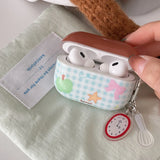 korea lovely green apple bow plaid for airpods 4 2024 earphone case for airpods 1 2 3 pro 2 soft silicone protection cover coque