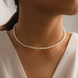 Korean Romantic Imitation Pearl Beaded Choker Fashion Black Velvet Adjustable Bow Necklace Banquet Wedding Jewelry