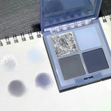 4-Color Starry Sky Blue Eyeshadow Palette Blue Eyeshadow Palette Shimmer Glitter Matte Eye Shadow Shades Neon Pigments