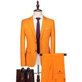 Spring Autumn Fashion New Men's Business Casual Solid Color Suits / Male One Two Button Blazers Jacker Coat Trousers Pants