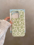 Cute Pink Leopard Print Phone Case for IPhone 16 15 14 Pro Max 13 16Pro 15Pro 14Pro Green Leopard Stylish Lovely Soft Cover Case
