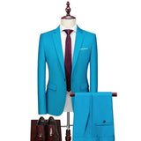 Spring Autumn Fashion New Men's Business Casual Solid Color Suits / Male One Two Button Blazers Jacker Coat Trousers Pants