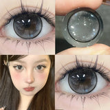 2Pcs Yearly  Color Colored Contact Soft Circular Lenses Beauty Pupil Gray Brown Eyes Black Makeup Blue Lens