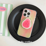 Korean Cute Guava Magnetic Grip Tok Griptok Phone Stand Holder Phone Case for IPhone 16 15 Pro 14 13 Pro Max Magsafe Tok Cover