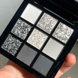 9 Colors Punk Smokey Matte Glitter Eyeshadow Palette Cool Toned Gray Black Eye Pigment Palett Shimmer Eye Shadow Makeup Palette