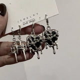 Y2K Goth Liquid Heart Star Pendant Earrings Women Zircon Love Dangle Earring Gothic Irregular Tassel Earrings