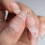 24Pcs Cat Eye Press on Nails with Almond Head Bow Diamond Stick on False Nail Sweet Pink French Full Cover Artificial Nails Tips