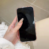 Korean Fashion Cherry Grid Pattern Case For iPhone 16 Pro Max 15 13 14 IMD Silicone Shockproof Protective Phone Back Cover