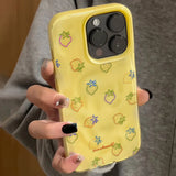 Cute Strawberry Pattern Glossy Wave Texture Phone Case for iPhone 17 Air 16 15 14 Plus 13 12 11 Pro Max Shockproof Soft Cover