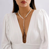 Multi-Layer White Imitation Pearl Necklace Bead  Chain Punk Ladies Wedding Short Clavicle Necklac Girl Charm Banquet Jewelry