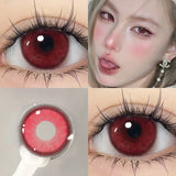 2Pcs Red Color contact lenses with grade 14.5MM 1 year use contacts for women students cosplay cosmetics contact lenses