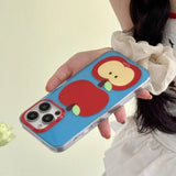 Korea Lovely Apple Funny DIY Red Nose Transparent Blue Soft Mobile Phone Protective Cover Case for iPhone 16 15 14 13 12 Pro Max
