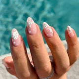 24pcs Summer Goldfish Fake Nails 3D Bubble Press on Nails Multicolored Starfish Almond False Nails Detachable Finished Nail Tips
