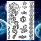 Women Girl Big Arm Owl Fake Tattoo Temporary Henna India Tatoo Stickers Custom Mandala Flower Black Turtle Tattoos Lace