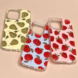 Fashion Pear Strawberry Apple Glitter Phones Case for IPhone 13 14 15 16 Pro Max 14pro 15pro 13pro Shockproof Cute Bling Cover