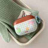 korea lovely green apple bow plaid for airpods 4 2024 earphone case for airpods 1 2 3 pro 2 soft silicone protection cover coque