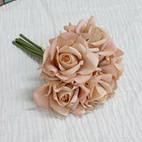 Moisturizing 5Head Rose Flower Bouquet Latex Real Touch Artificial Flowers Wedding Bridal Bouquet Birthday Party Home Decor Rose