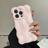 Glossy Light Pink 3D Bubble Texture Shockproof Case For iPhone 16 15 13 12 11 Pro Max 14 Plus Soft TPU Phone Back Cover