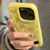Cute Strawberry Pattern Glossy Wave Texture Phone Case for iPhone 17 Air 16 15 14 Plus 13 12 11 Pro Max Shockproof Soft Cover