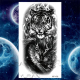 Large Lion Temporary Tattoos For Women Men Tiger Wolf Vampire Forest Flower Crown Compass Fake Tattoo Sticker Arm Body Tatoos