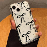 Cute Pink Heart Bow Case for IPhone 16 15 14 13 12 11 Pro Max 13 12Mini XS XR 7 8Plus SE Shockproof Soft Clear Cases Coque
