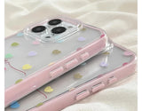 Cute Colorful Love Heart Phone Case for IPhone 13 Funda IPhone 16 15 14 Pro Max 15 pro Lovely Clear Silicone Soft Fashion Cover